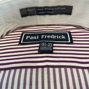 Men’s dress shirt, 15-1/2 - 33, wine/white, French cuffs.